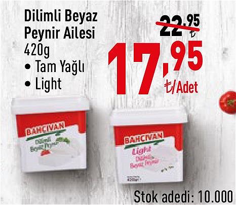 Bahçıvan Dilimli Beyaz Peynir Ailesi 420 g image