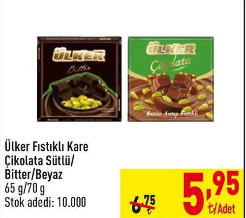 Ülker Fıstıklı Kare Çikolata Çeşitleri 65 g/70 g image