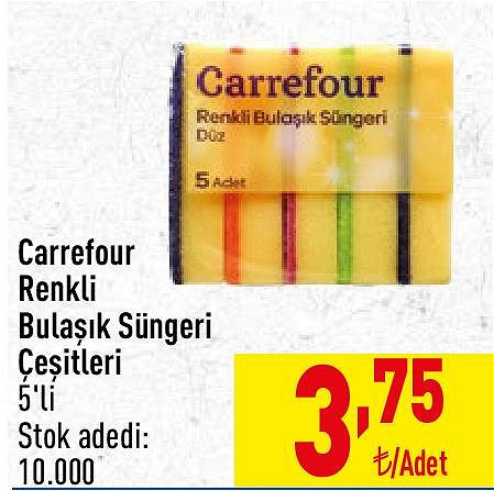 Carrefour Renkli Bulaşık Süngeri Çeşitleri 5'li image