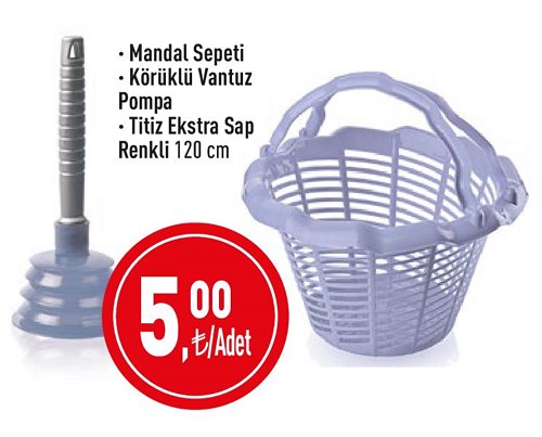 Titiz Mandal Sepeti/Körüklü Vantuz Pompa/Ekstra Sap Renkli 120 cm image