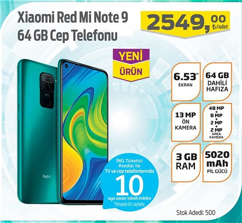 Xiaomi Red Mi Note 9 64 Gb Cep Telefonu image