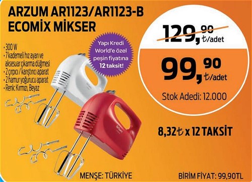 Arzum AR1123/AR1123-B Ecomix Mikser image