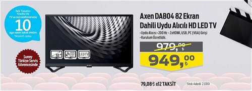 Axen DAB04 82 Ekran Dahili Uydu Alıcılı HD LED TV image