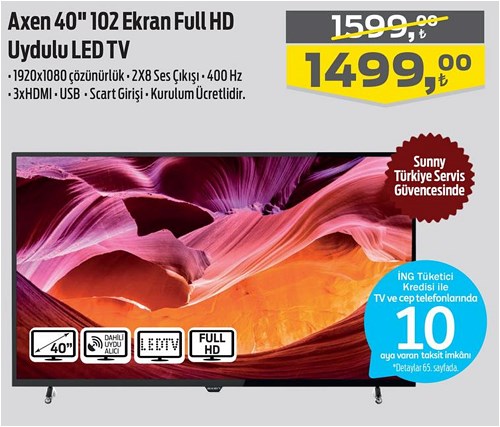 Axen 40" 102 Ekran Full HD Uydulu LED TV image