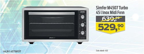 Simfer M4507 Turbo 45 l Inox Midi Fırın image