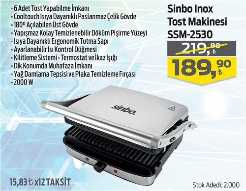 Sinbo Inox Tost Makinesi SSM-2530 image