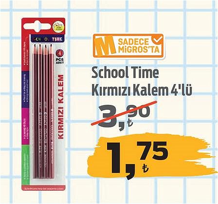 School Time Kırmızı Kalem 4'lü image