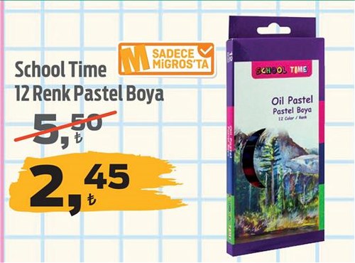 School Time 12 Renk Pastel Boya image