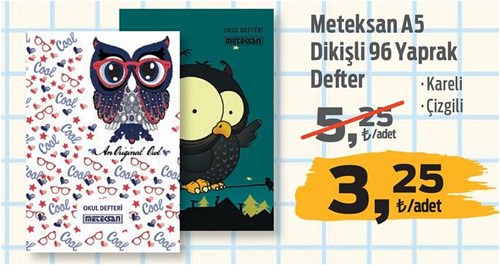 Meteksan A5 Dikişli 96 Yaprak Defter image