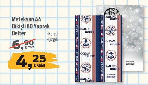 Meteksan A4 Dikişli 80 Yaprak Defter image