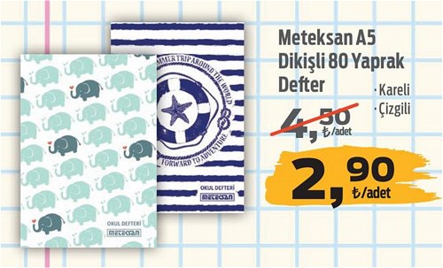 Meteksan A5 Dikişli 80 Yaprak Defter image