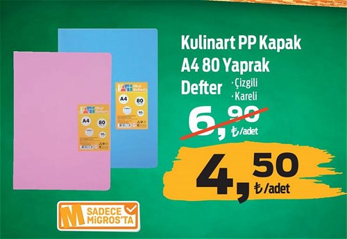 Kulinart PP Kapak A4 80 Yaprak Defter image