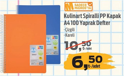 Kulinart Spiralli PP Kapak A4 100 Yaprak Defter image