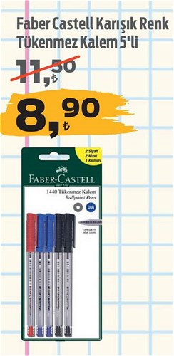 Faber Castell Karışık Renk Tükenmez Kalem 5'li image