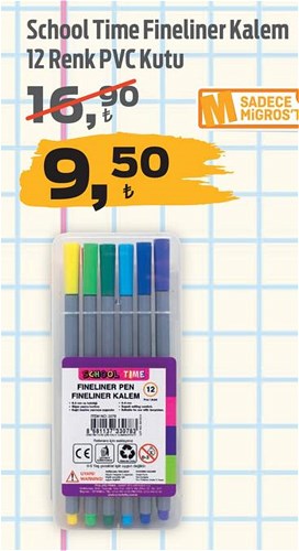 School Time Fineliner Kalem 12 Renk Pvc Kutu image