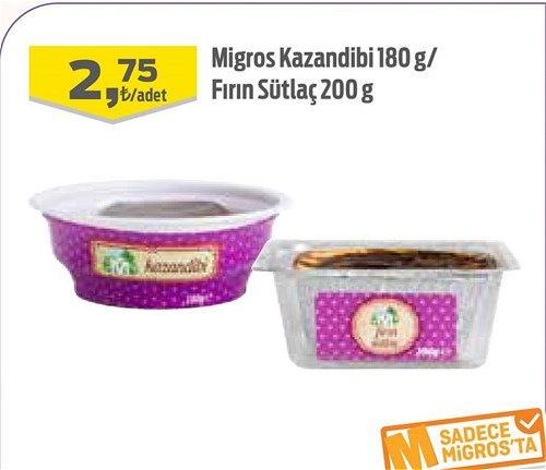 Migros Kazandibi 180 g/Fırın Sütlaç 200 g image