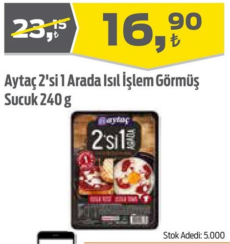 Aytaç 2'si 1 Arada Isıl İşlem Görmüş Sucuk 240 g image