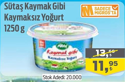 Sütaş Kaymak gibi Kaymaksız Yoğurt 1250 g image