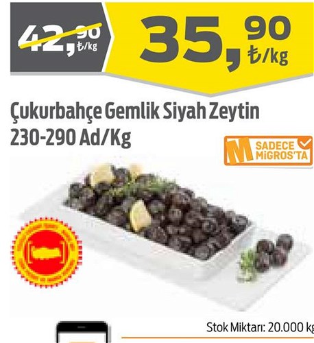 Çukurbahçe Gemlik Siyah Zeytin 230-290 Ad/Kg image