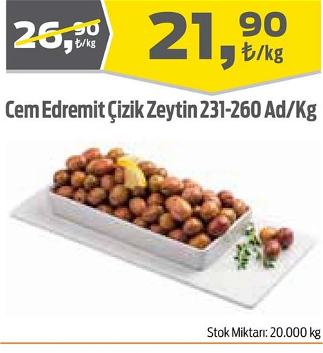 Cem Edremit Çizik Zeytin 231-260 Ad/Kg image