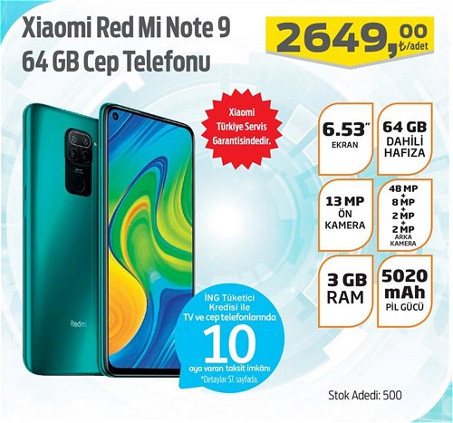 Xiaomi Red Mi Note 9 64 Gb Cep Telefonu image