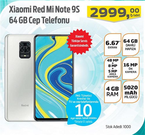 Xiaomi Red Mi Note 9S 64 Gb Cep Telefonu image