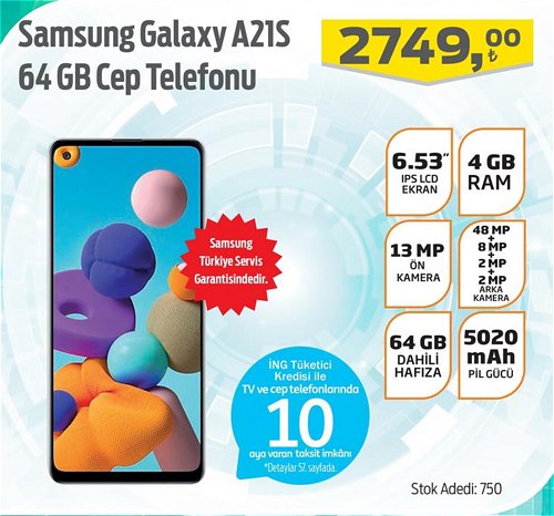 Samsung Galaxy A21S 64 Gb Cep Telefonu image