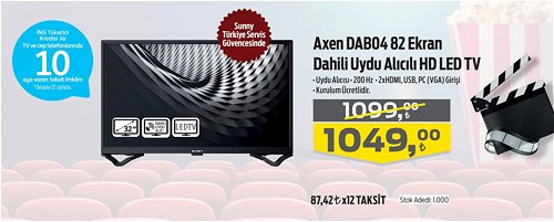 Axen DAB04 82 Ekran Dahili Uydu Alıcılı Hd Led Tv image