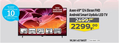 Axen 49" 124 Ekran Fhd Android Smart Uydulu Led Tv image