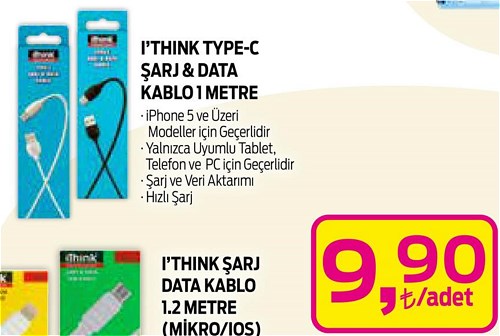 I'Think Type-C Şarj&Data Kablo 1 m image