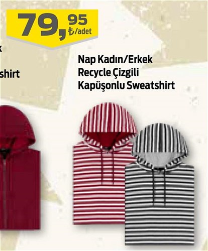 Nap Kadın/Erkek Recycle Çizgili Kapüşonlu Sweatshirt image