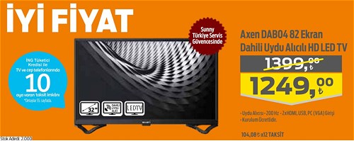 Axen DAB04 82 Ekran Dahili Uydu Alıcılı Hd Led Tv image