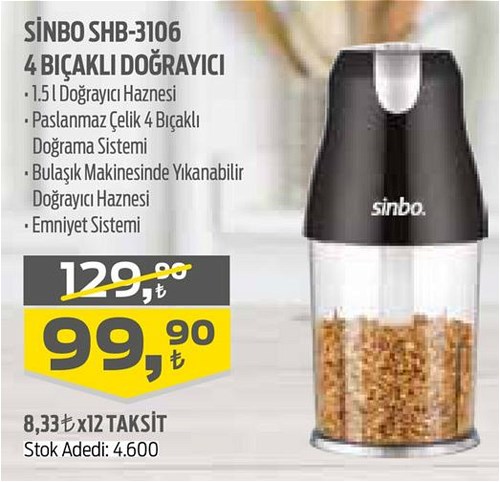Sinbo SHB-3106 4 Bıçaklı Doğrayıcı image