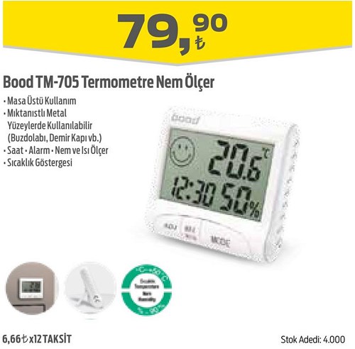 Bood TM-705 Termometre Nem Ölçer image