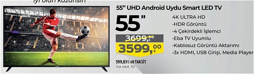 Axen 55" Uhd Android Uydu Smart Led Tv image