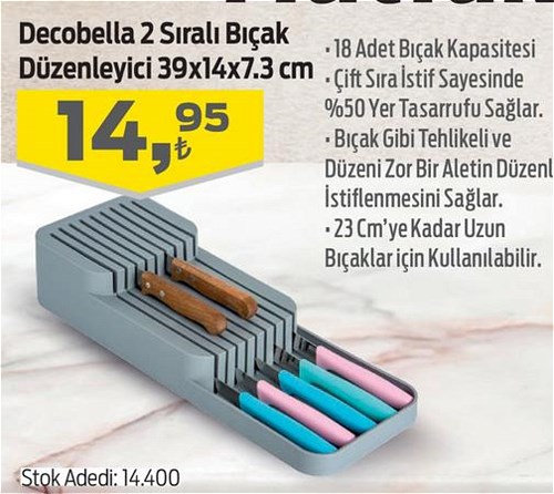 Decobella 2 Sıralı Bıçak Düzenleyici 39x14x7,3 cm image