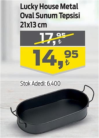 Lucky House Metal Oval Sunum Tepsisi 21x13 cm image
