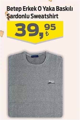 Betep Erkek O Yaka Baskılı Şardonlu Sweatshirt image