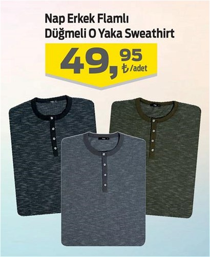 Nap Erkek Flamlı Düğmeli O Yaka Sweatshirt image