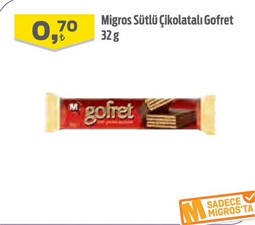 Migros Sütlü Çikolatalı Gofret 32 g image