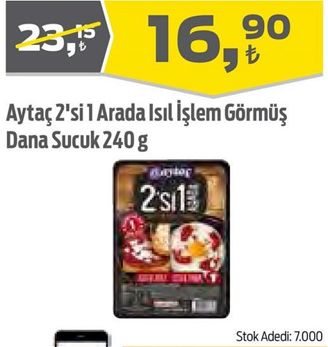 Aytaç 2'si 1 Arada Isıl İşlem Görmüş Dana Sucuk 240 g image