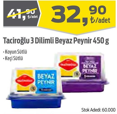 Taciroğlu 3 Dilimli Beyaz Peynir 450 g image