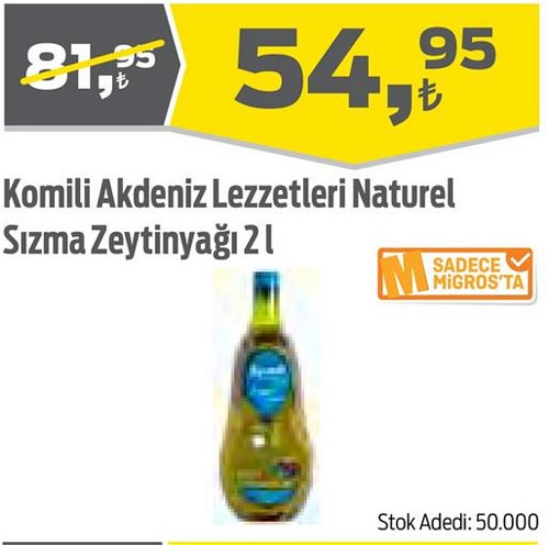 Komili Akdeniz Lezzetleri Naturel Sızma Zeytinyağı 2 l image