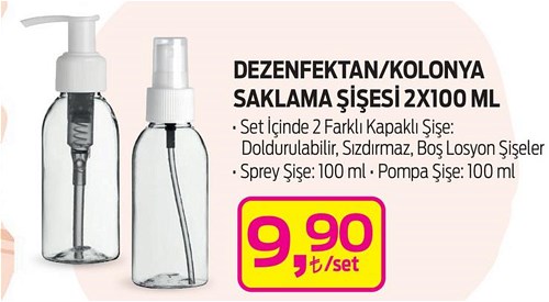 Dezenfektan/Kolonya Saklama Şişesi 2x100 ml image