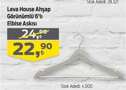 Leva House Ahşap Görünümlü 6'lı Elbise Askısı image