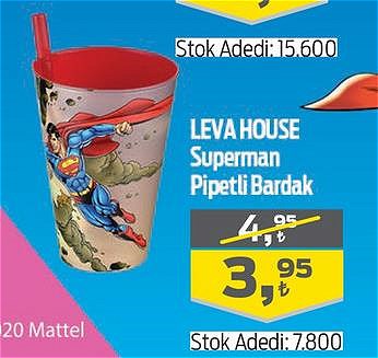 Leva House Superman Pipetli Bardak  image