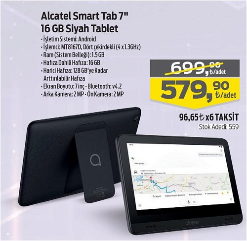 Alcatel Smart Tab 7" 16 Gb Siyah Tablet image