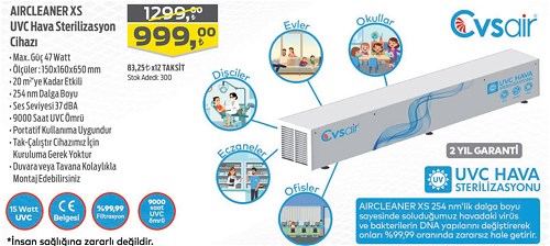 CVS Aircleaner XS UVC Hava Sterilizasyon Cihazı image