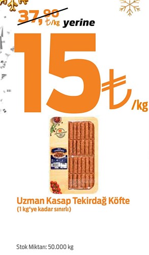 Uzman Kasap Tekirdağ Köfte (1 kg'ye kadar sınırlı) Kg image