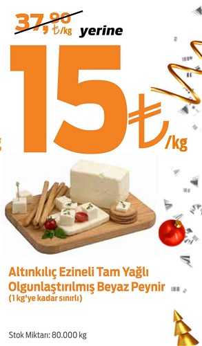 Altınkılıç Ezineli Tam Yağlı Olgunlaştırılmış Beyaz Peynir (1 kg'ye kadar sınırl image